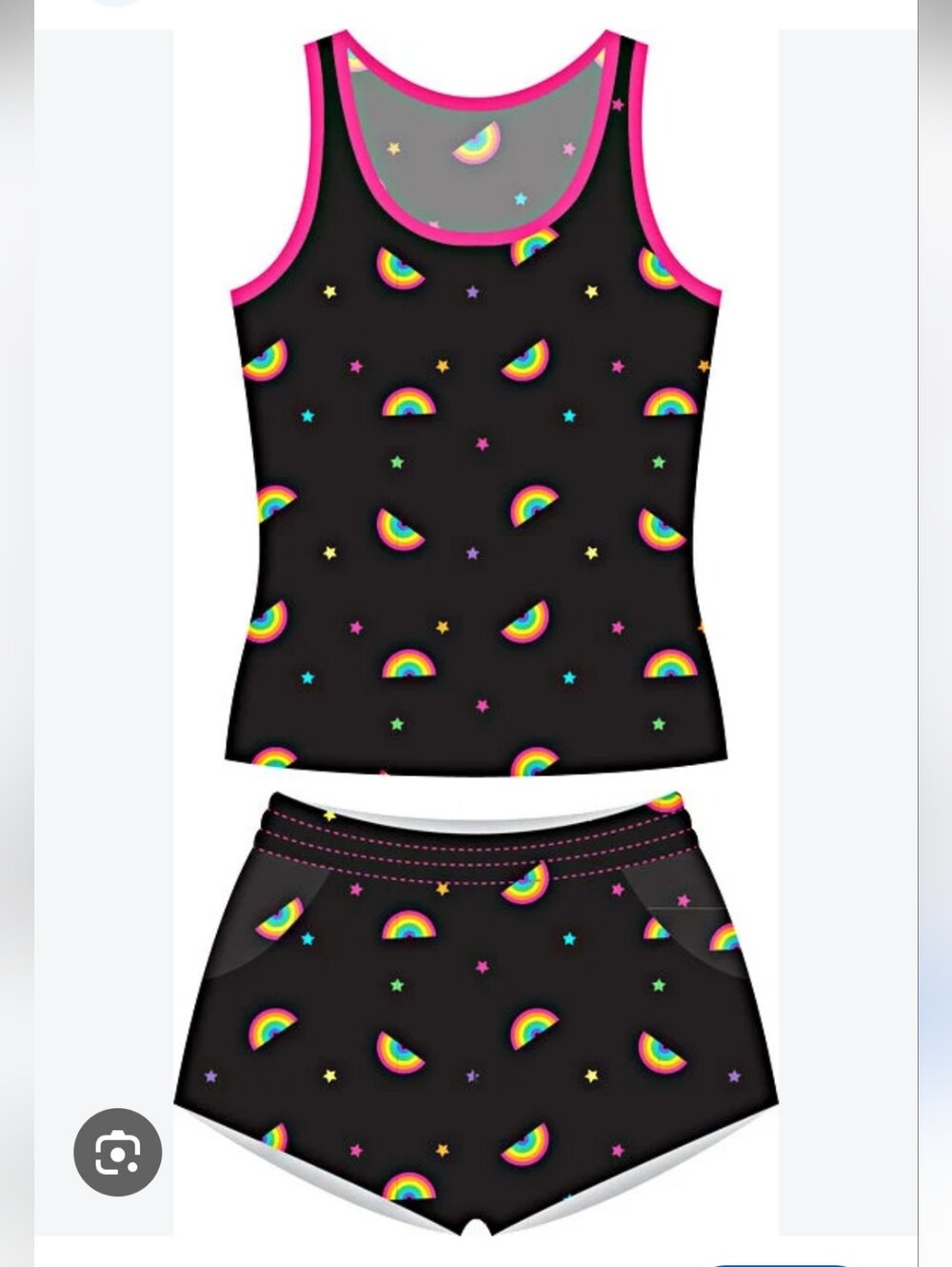 POP Fit Black Rainbow & Star Lounge Set with Pink Trim